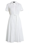 Theory Downing Cotton Short-sleeve Midi Shirtdress In White