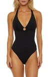 Soluna Shirred Ring One-piece Swimsuit In Black