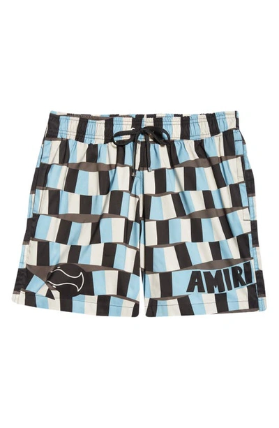 Amiri Printed Shell Swim Shorts In Blue