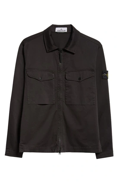 Stone Island Zip Front Shirt Jacket In Black