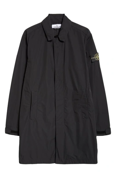 Stone Island Water Resistant Microtwill Trench Coat In Black