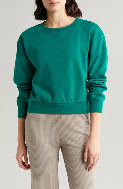 Beyond Yoga On The Go Crewneck Sweatshirt In Meadow Green