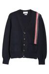 Thom Browne Rwb Stripe Intarsia Cotton Cardigan In Navy