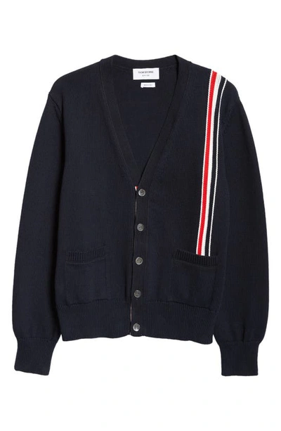 THOM BROWNE STRIPE COTTON CARDIGAN