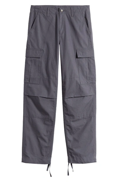 Carhartt Regular Cargo Cotton Pants In Grey