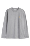 Carhartt Gray Chase Long Sleeve T-shirt In Dark Grey Heather / Gold