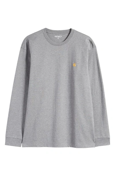 Carhartt Gray Chase Long Sleeve T-shirt In Dark Grey Heather / Gold