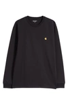 Carhartt Black Chase Long Sleeve T-shirt In Black / Gold