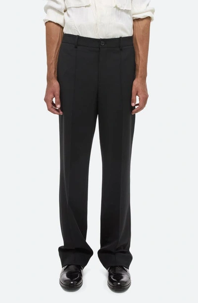 Helmut Lang Flat Front Relaxed Fit Dress Pants In Black