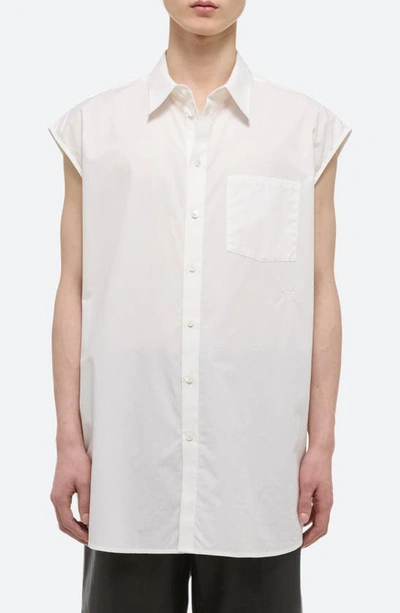 Helmut Lang Gender Inclusive Sleeveless Cotton Button-up Shirt In White