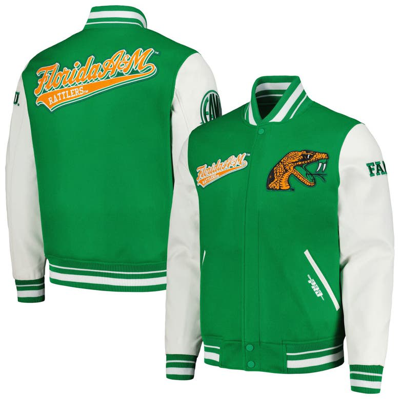 Pro Standard Men's  Green Florida A&m Rattlers Script Wool Full-zip Varsity Jacket