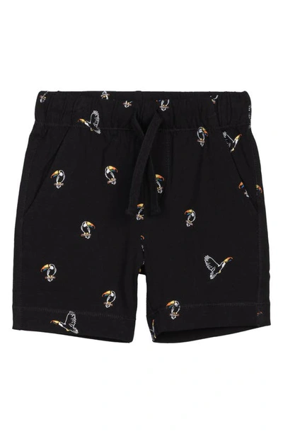 Miles Baby Kids' Toucan Print Organic Cotton Shorts In Black