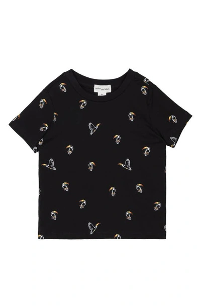Miles Baby Kids' Toucan Print Organic Cotton T-shirt In Black