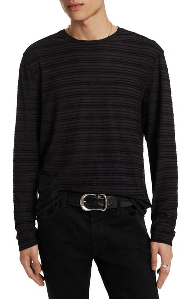 John Varvatos Alain Rib Long Sleeve T-shirt In Black