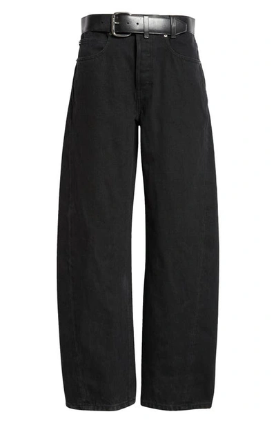 Alexander Wang Belted Balloon Leg Jeans In Washed Black