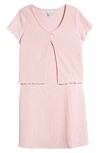 Love, Fire Kids' Short Sleeve Cardigan & A-line Dress Set In Orchid Pink