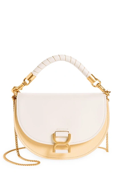 Chloé Small Marcie Colourblock Leather Top Handle Bag In White 101
