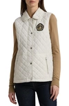 Ralph Lauren Crest-patch Diamond-quilted Vest In Cream