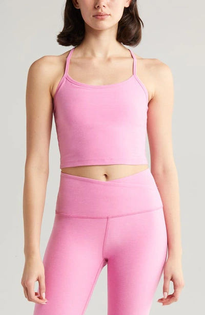 Beyond Yoga Spacedye Slim Racerback Crop Tank In Pink Bloom Heather