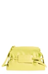 Off-white Zip Tie Leather Clutch Bag In Light Green