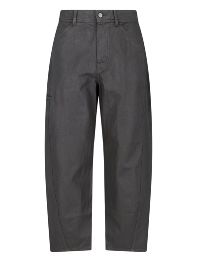 Lemaire Buttoned Straight Leg Pants In Grey