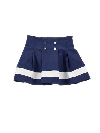 Monnalisa Kids'   Marine Style Batavia Skirt In Blue + White