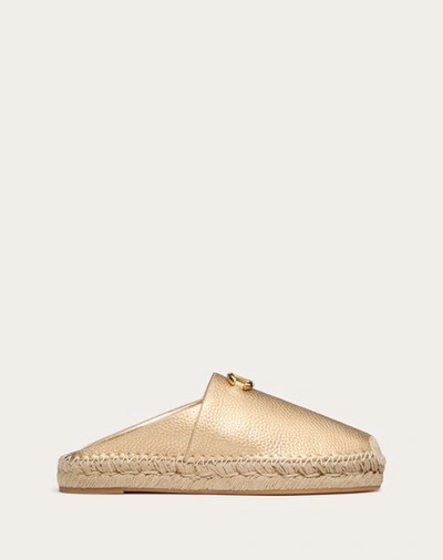 Valentino Garavani The Bold Edition Vlogo Mule In Metallic Grainy Calfskin 25mm Woman Gold 38