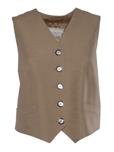 PESERICO SINGLE-BREASTED BROWN WAISTCOAT