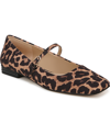 Franco Sarto Tinsley Square Toe Mary Jane Flat In Leopard Print Fabric
