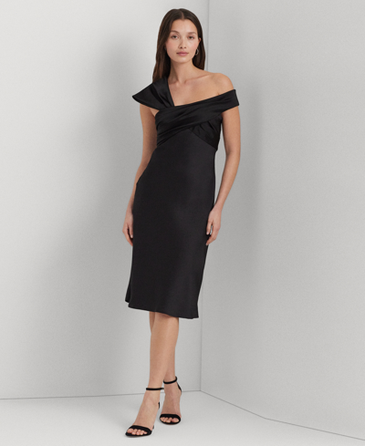 Lauren Ralph Lauren Women's Asymmetric Satin A-line Dress In Black