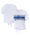 Wear By Erin Andrews White Los Angeles Dodgers Front Tie T-shirt In White