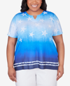ALFRED DUNNER PLUS SIZE ALL AMERICAN TIE DYE STARS SHORT SLEEVE TOPS