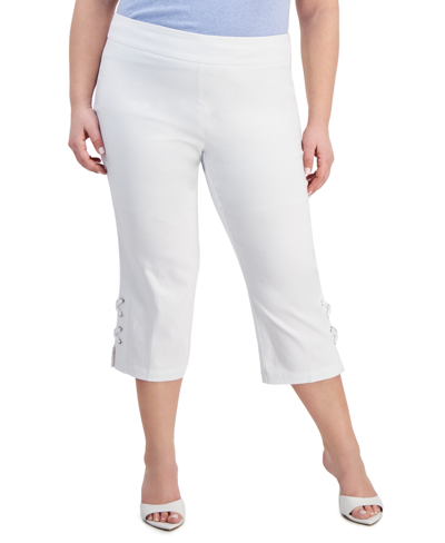 Jm Collection Plus Size Side Lace-up Capri Pants, Created For Macy's In Bright White