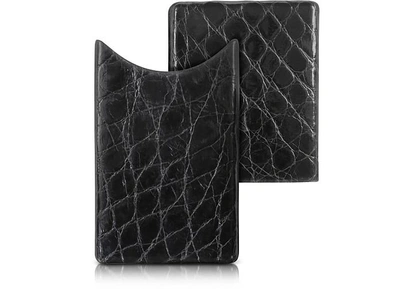 Gucci Wallets Crocodile Leather Card Case In Noir