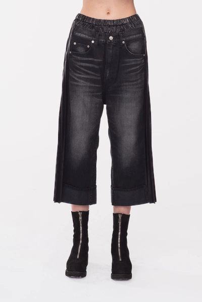 Junya Watanabe X Levis Pleated-edge Cropped Wide-leg Jeans In Grey