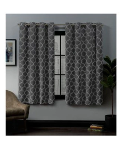 Exclusive Home Amelia Embroidered Woven Blackout Grommet Top Curtain Panel Pair In White