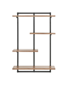 DANYA B RHODES 4 TIER MODERN FLOATING WINDOWSILL WALL SHELF UNIT WITH BLACK METAL FRAME AND LIGHT WALNUT MDF