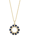 EFFY COLLECTION EFFY SAPPHIRE (3/4 CT. T.W) & DIAMOND (1/3 CT. T.W.) CIRCLE 18" PENDANT NECKLACE IN 14K GOLD