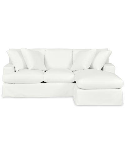 MACY'S BRENALEE 93" PERFORMANCE FABRIC SLIPCOVER REVERSIBLE CHAISE SOFA WITH FOUR PILLOWS