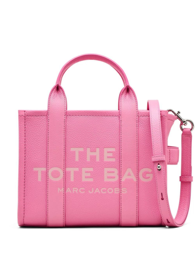 Marc Jacobs The Leather Small Tote Bag In Pink & Purple
