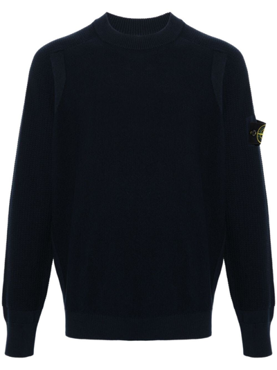Stone Island Compass-badge Cotton Jumper In Blue