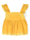 Stella Mccartney Broderie-anglaise Flared Blouse In Yellow & Orange