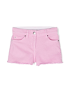 Stella Mccartney Mid-rise Frayed Denim Shorts In Pink & Purple