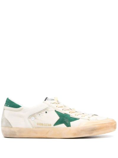 Golden Goose Super-star Distressed Panelled Sneakers In White