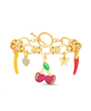 KENSIE MULTI BUTTERFLY, BANANA, HEART, CHERRY, PEPPER AND CARROT CHARM BRACELET