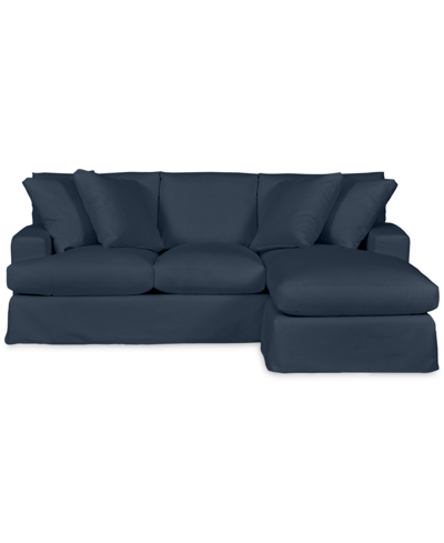 MACY'S BRENALEE 93" PERFORMANCE FABRIC SLIPCOVER REVERSIBLE CHAISE SOFA WITH FOUR PILLOWS