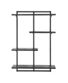 DANYA B RHODES 4 TIER MODERN FLOATING WINDOWSILL WALL SHELF UNIT WITH BLACK METAL FRAME AND BLACK MDF SHELVE