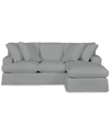 Macy's Brenalee 93" Performance Fabric Slipcover Reversible Chaise Sofa With Four Pillows In Peyton Light Blue