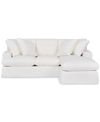 Macy's Brenalee 96" Roll Arm Performance Fabric Slipcover Reversible Chaise Sofa With Four Pillows In Peyton Pearl