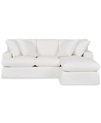 MACY'S BRENALEE 93" PERFORMANCE FABRIC SLIPCOVER REVERSIBLE CHAISE SOFA WITH FOUR PILLOWS